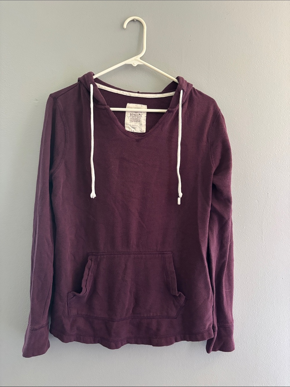 Casual V-Neck Hoodie Pullover - Deep Plum